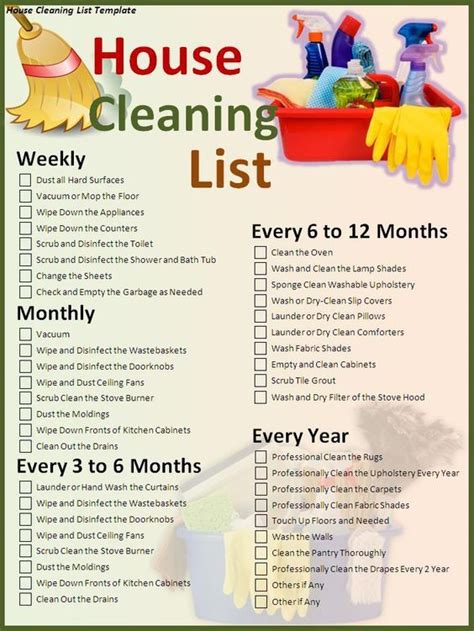 House Cleaning Schedule House Cleaning List Household Cleaning Tips