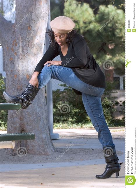 Girl In Jeans And Boots Stock Image Image Of Black Park 2347235
