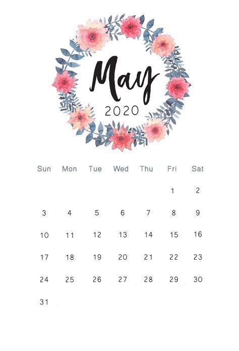 Will england make the nation proud? Cute May 2020 Wall Calendar - Free Printable 2020 Calendar PDF Word Page Excel | Blank Calendar ...