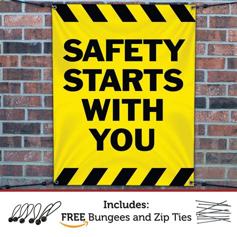Safety Starts With You Banner Sign 3ftx2ft Yellow W Black
