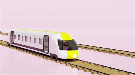 3d Animation Bullet Train Cartoon With Railroad Tracks Sky Train