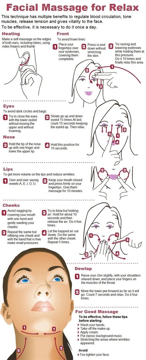 How To Give Yourself A Good Facial Massage Infographic Massage Tips