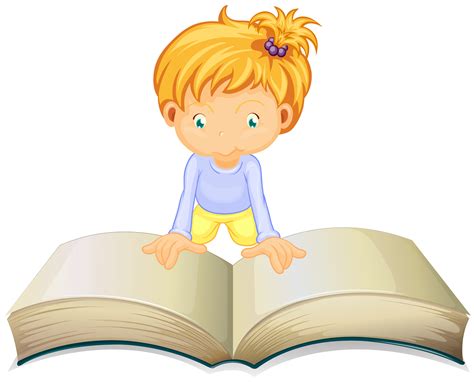 Little Girl Reading From Big Book 418647 Vector Art At Vecteezy