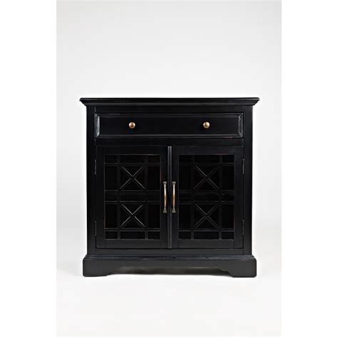 Craftsman Series 32 Inch Wooden Accent Cabinet With Fretwork Black 1