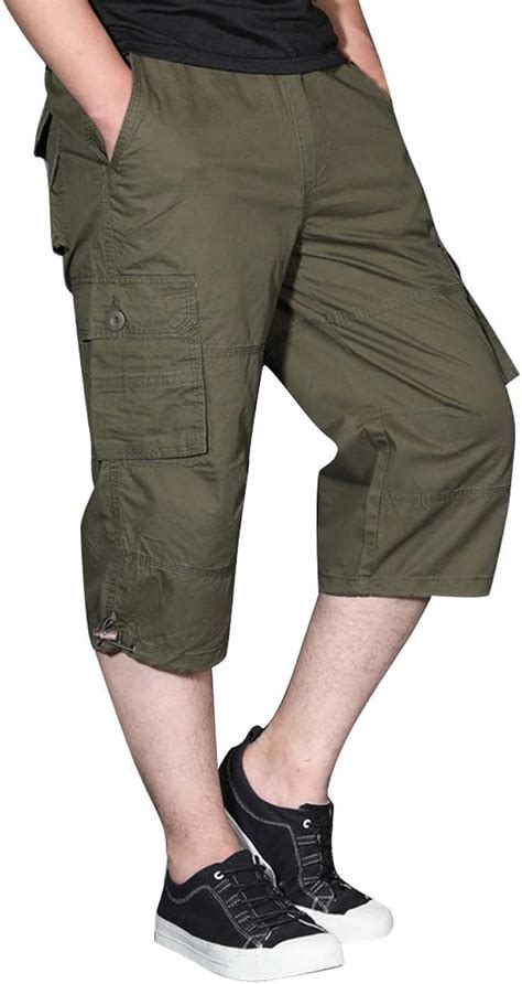 Mens Belted Tactical Cargo Long Shorts 18 Inseam Below Knee Length