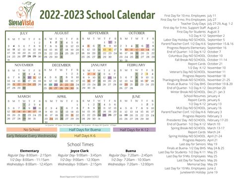 Calendar & Schedule | Buena High School