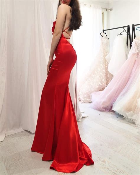 Hot Sexy Mermaid Spaghetti Straps Red Long Promevening Party Dress