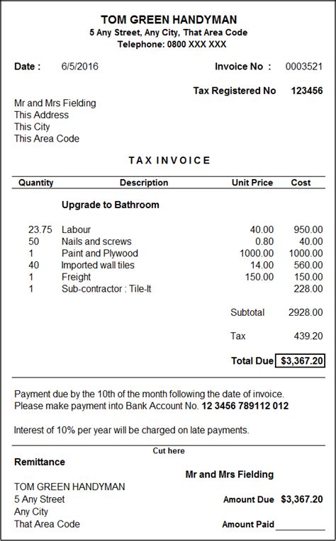 Sales Invoice Template Pulp