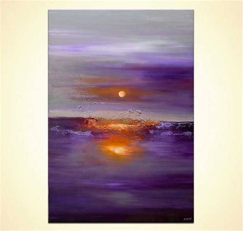 Original Purple Abstract Painting On Canvas Wall Art Landscape Sunset