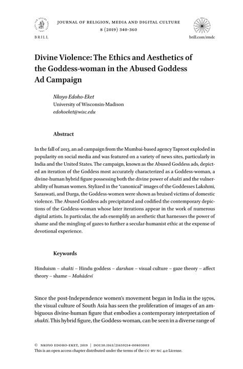 Pdf Divine Violence The Ethics And Aesthetics Of The Goddess Woman