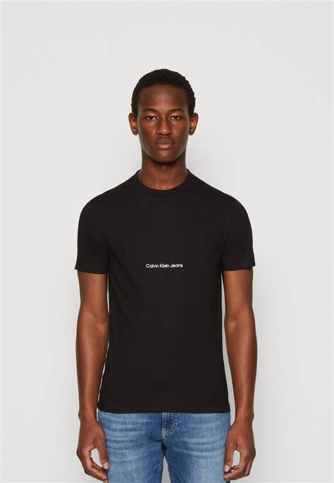 Calvin Klein Jeans Institutional Tee T Shirts Basic Black Sort Zalando Dk