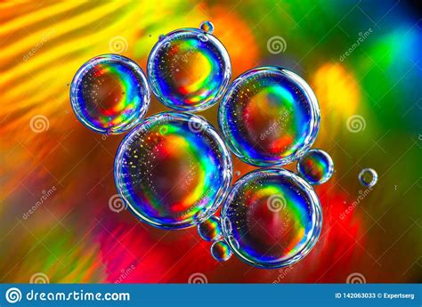 Full Color Rainbow Bubbles Abstract Art Water Stock Image