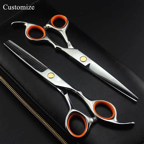 Customize Logo Japan Steel 6 Cut Hair Salon Scissors Cutting Barber