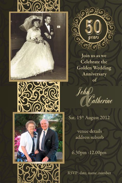 golden  wedding anniversary invitation