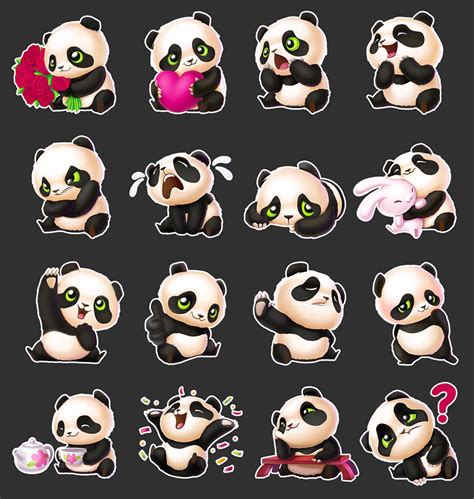 Panda Sticker Pack By Wichka On Deviantart Panda Illustration Panda Artwork Panda Tattoo