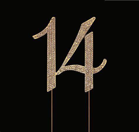 Number 14 For 14th Birthday Cake Topper Joint Gold 45 Inches Tall