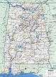 Alabama state county map with cities roads towns counties highways