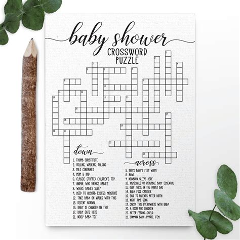 Baby Shower Crossword Puzzle Baby Shower Activities Etsy