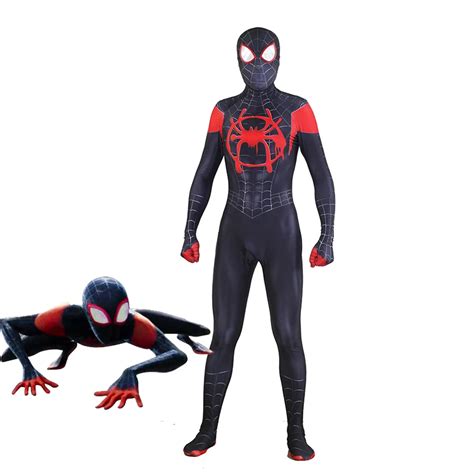 Ultimate Spiderman Miles Morales Cosplay Costume Spider Man Jumpsuit