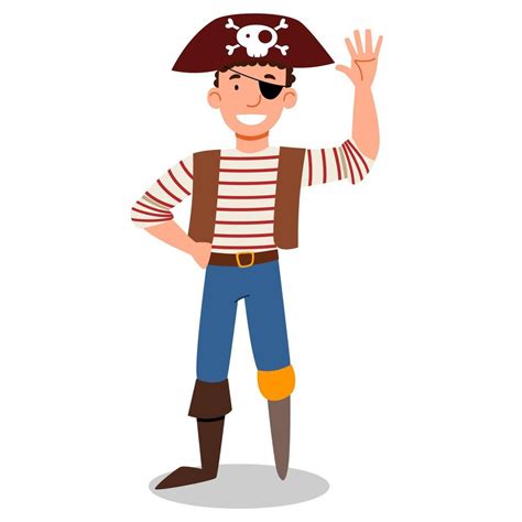 A Pirate Character In A Suit Wearing A Hat Without A Leg And With An