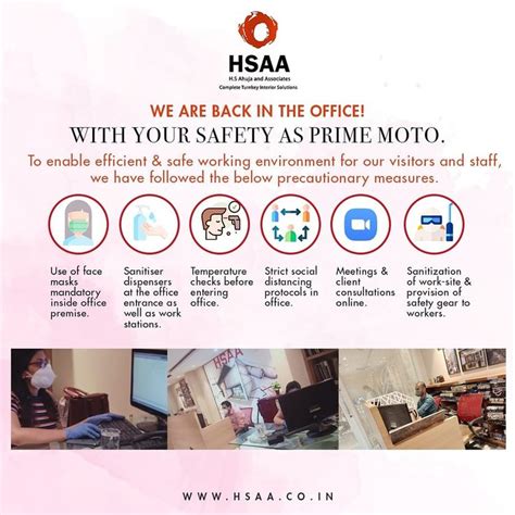 An Advertisement For The Hsaa Office With Images Of People Working On