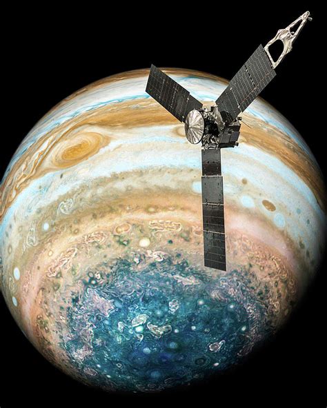 Artist Illustration Of Juno Over Jupiters South Pole Mixed Media By