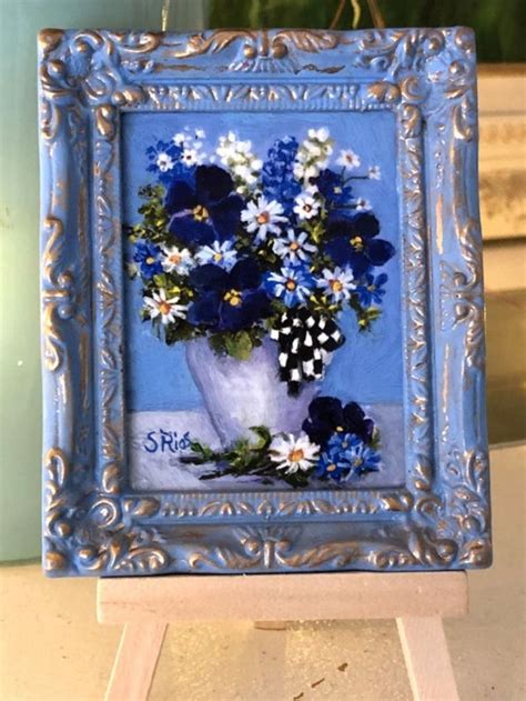 Blue Bouquet Miniature Framed Art Print Blue Flowers Blue Flowers Art