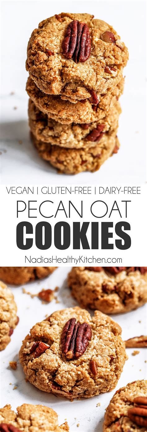 Vegan And Gluten Free Pecan Oat Cookies Nadia S Healthy Kitchen