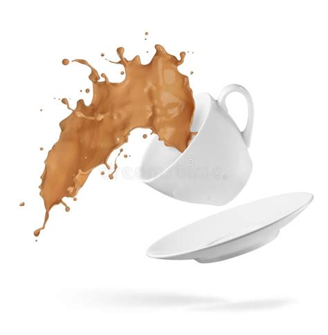 Coffee Splashing Out Of A White Cup On Top Of A Saucer Royalty Illustration