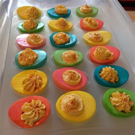 Colored Deviled Eggs Easter Food Crafts Rainbow Food Entertaining
