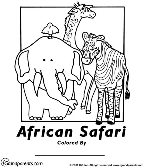 African Safari Animal Coloring Pages Free