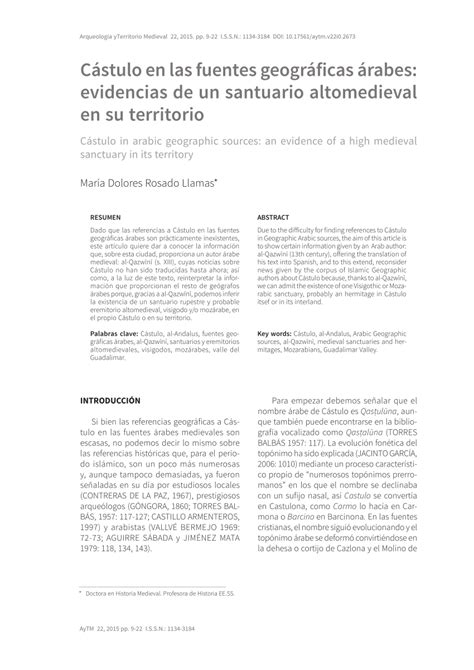 pdf cástulo en las fuentes geográficas árabes evidencias de un santuario altomedieval en su