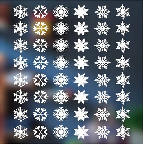 48 Individual Snowflakes Christmas Window Sticker Six Different