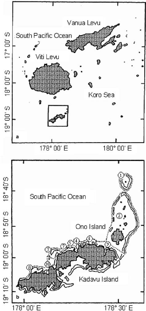 A Location Of Kadavu Island Group Within Fiji And B The Ten Qoliqoli