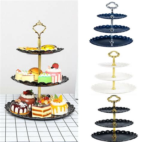 Zoiuytrg 3 Tier Cake Plate Stand Wedding Birthday Party Afternoon Tea