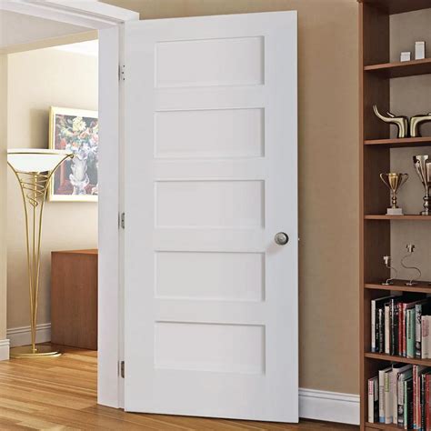 Kimberly Bay 28 In X 80 In White 5 Panel Shaker Solid Core Wood