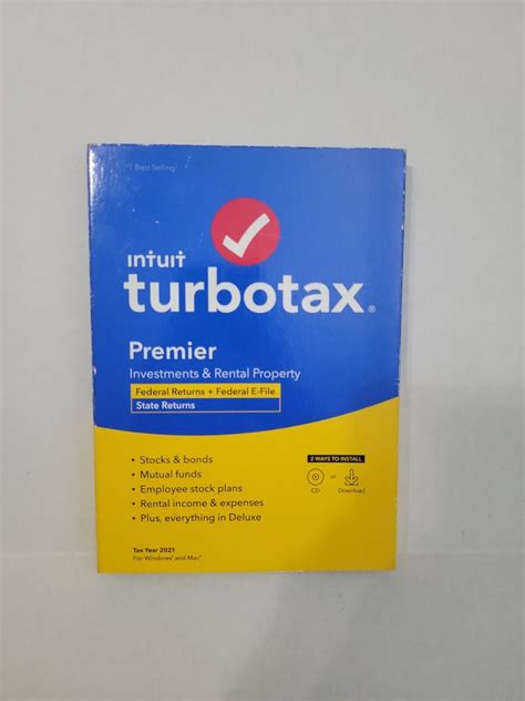Turbotax Premier Federal State Tax Return With Federal E File