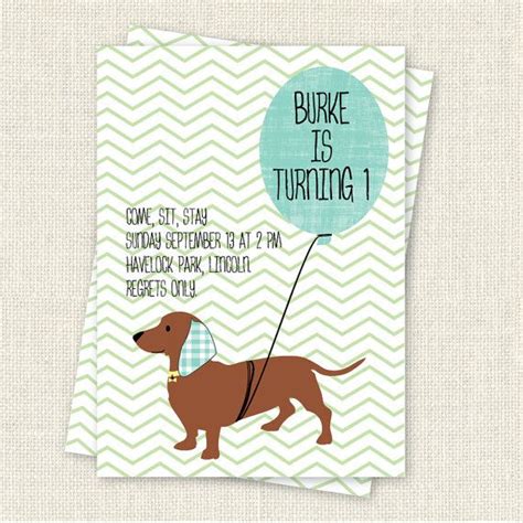 Celebrate someone's day of birth with dachshund birthday cards & greeting cards from zazzle! Dachshund, Doxie Birthday Invitation- Blue, Chevron, Balloon, Digital Printable File | Pink ...