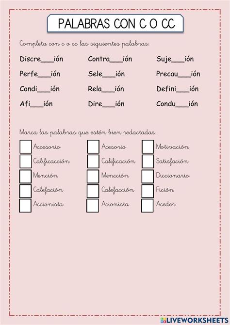 A Spanish Worksheet With Words And Pictures