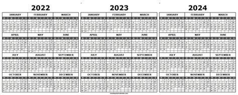 Free Printable Calendar 2022 2023 2024 Free Printable 3 Year Calendar