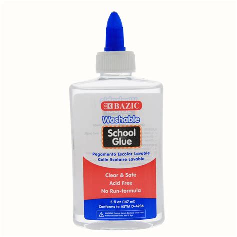 Bazic 5 Fl Oz 147 Ml Washable Clear School Glue Bazic Products