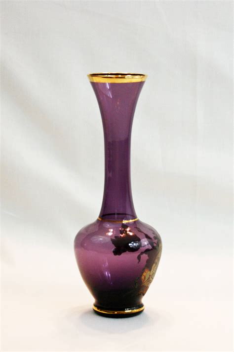 Vintage Lefton Purple Amethyst Glass Bud Vase Hand Blown With Etsy