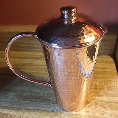 Hammered Copper Pitcher With Lid 125l Capacity 100 Pure Copper