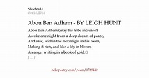 Abou Ben Adhem - BY LEIGH HUNT by Shades31 — Hello Poetry