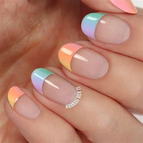 Pastel Gradient French Tips Ombre Nail Designs Nail Art Ombre Ombre