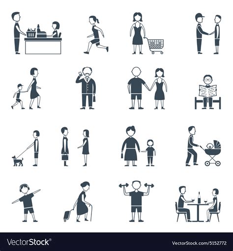 Daily Life Flat Icon Set Royalty Free Vector Image