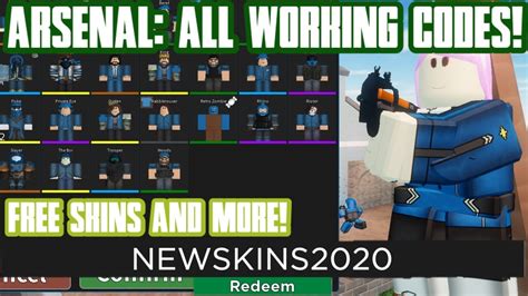 All 12 arsenal codes in 2020 december are shown in this video! Arsenal: All Codes (FREE SKINS!)|Roblox - YouTube