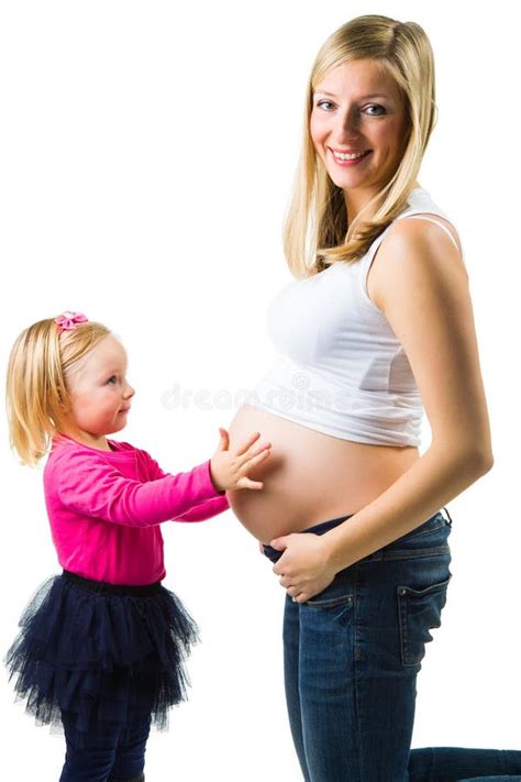 Mujer Embarazada Con La Hija Del Yo 2 Foto De Archivo Imagen De
