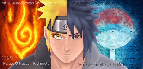 Naruto And Sasuke Fire And Ice By Unusualdonger On