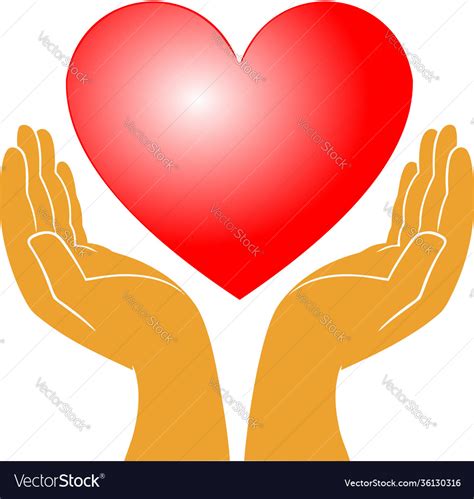 Two Hands Holding A Red Heart As A Symbol Love Vector Image